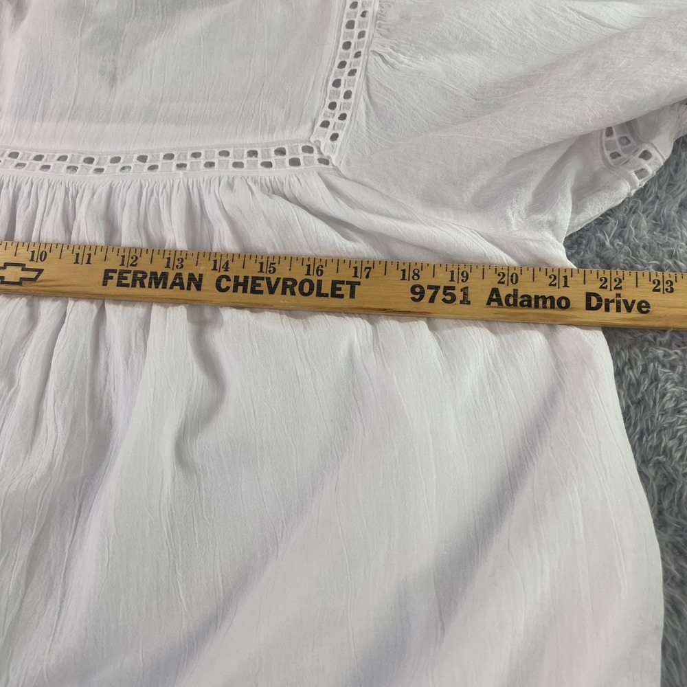 Old Navy Babydoll Dress Womens Large White Prairie Peasant Cottagecore Boho Chic - Picture 11 of 12